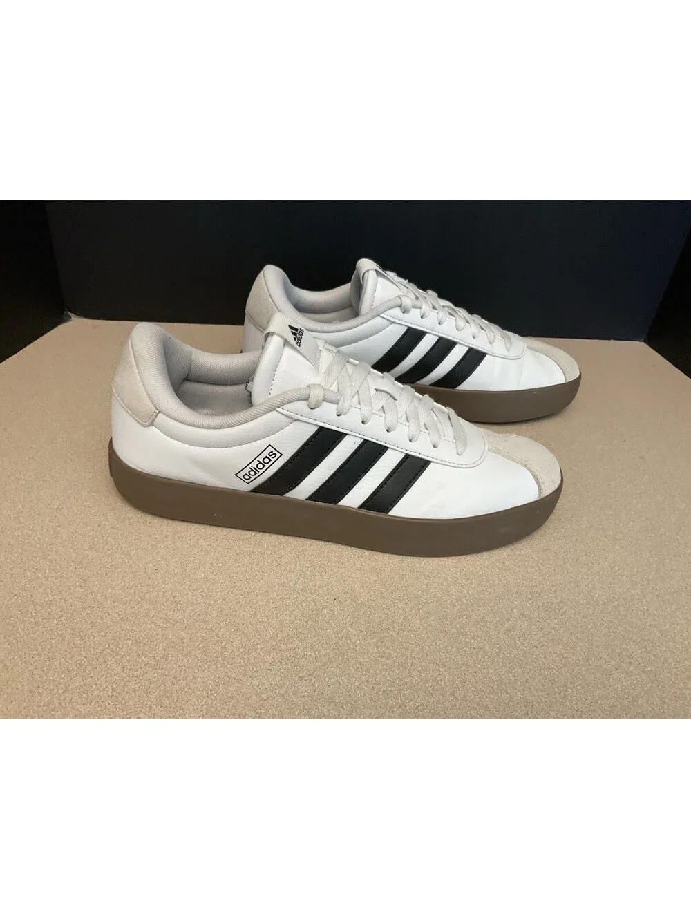 Womens Adidas VL Court 3.0 White/Black/Gum Athletic Shoes. Size 10. Nice Shoes!!